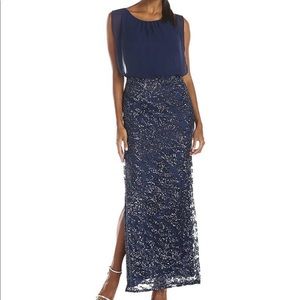 AIDAN MATTOX Sequined Bateau Evening Gown